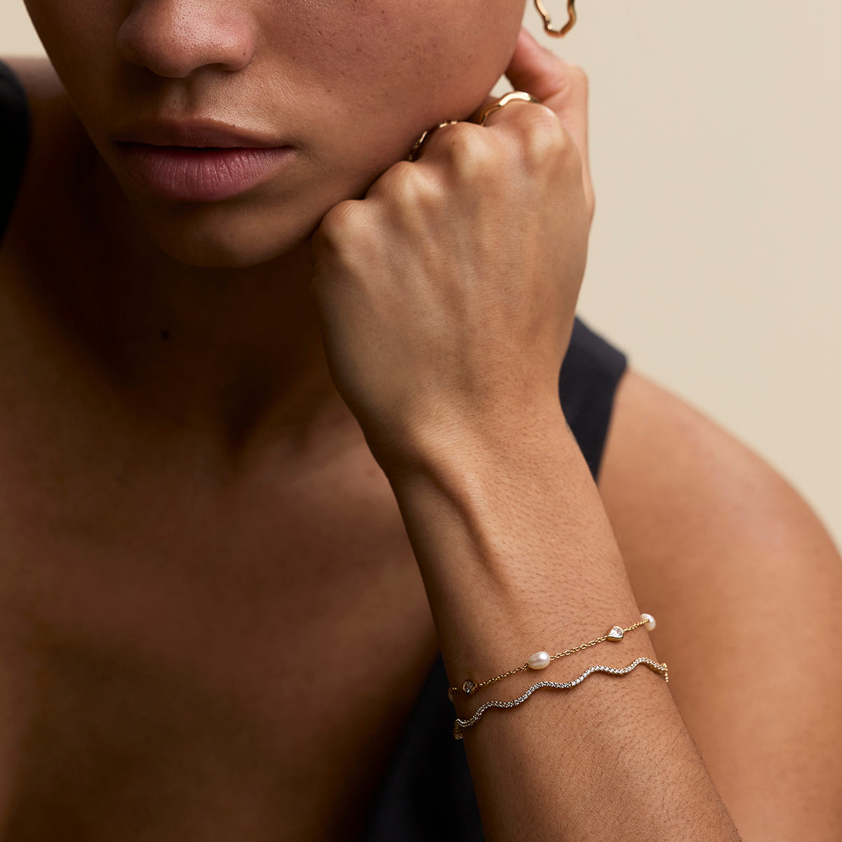 Scalloped Tennis Chain Bracelet in Gold