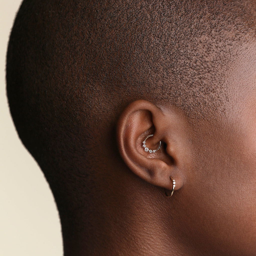 Diamond Daith Hoop in Solid Gold