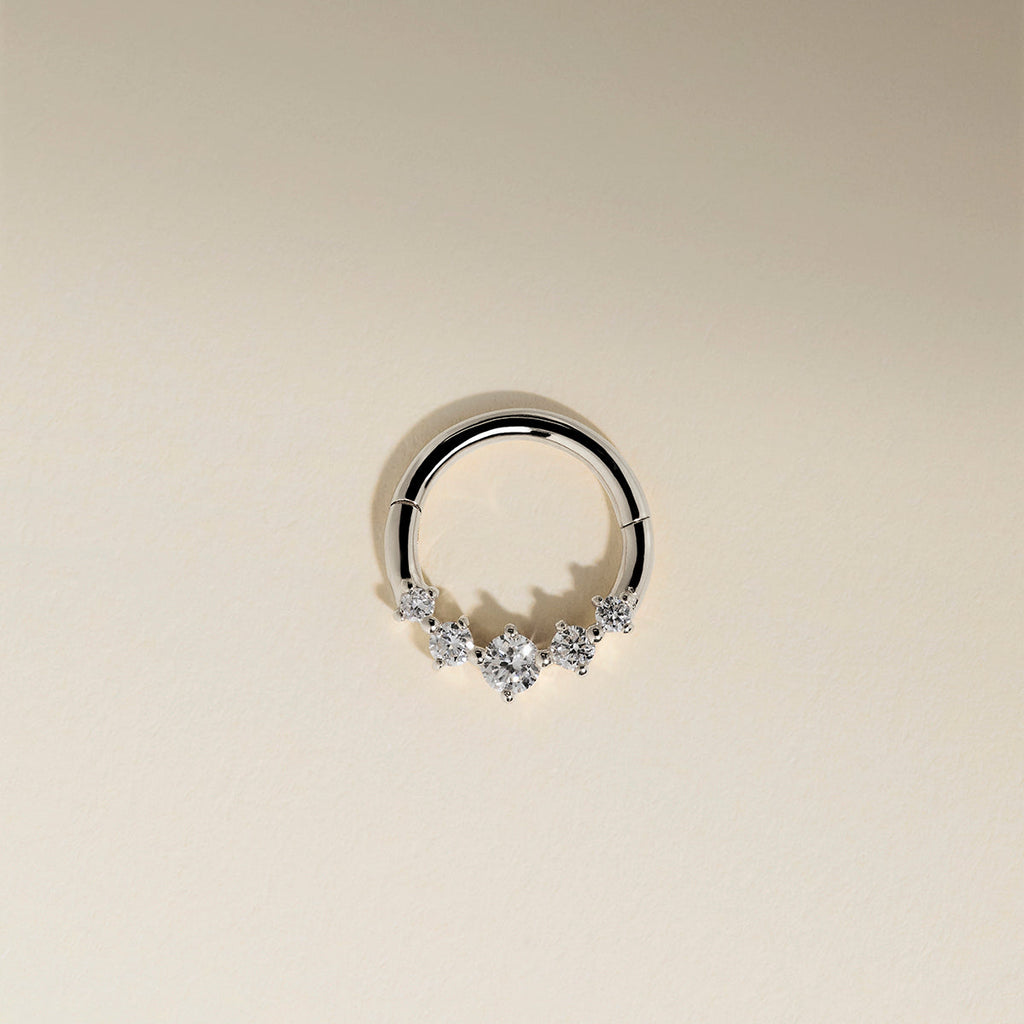 Diamond Daith Hoop in Solid White Gold