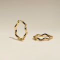 Scalloped Crystal Medium Hoops in Gold