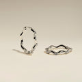 Scalloped Crystal Medium Hoops in Silver