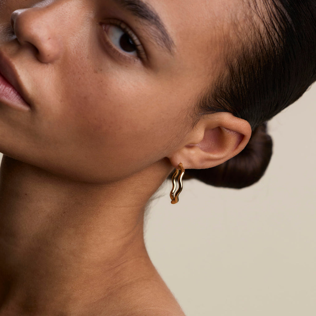 Scalloped Large Hoops in Gold