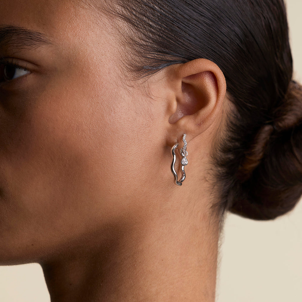 Scalloped Large Hoops in Silver