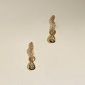 Scalloped Crystal Charm Huggies in Gold