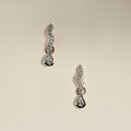 Scalloped Crystal Charm Huggies in Silver