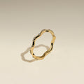 Scalloped Crystal Band Ring in Gold