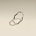 Scalloped Crystal Band Ring in Silver