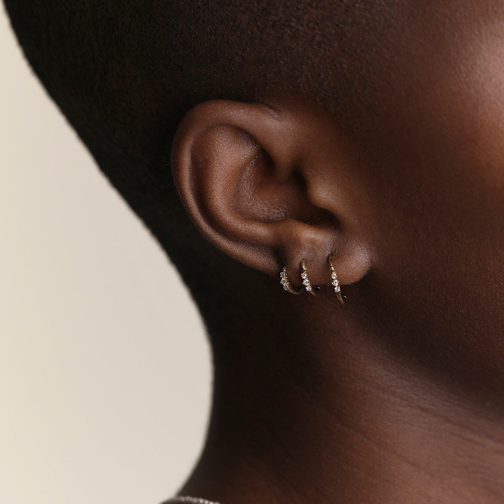 Diamond Triology Seamless Piercing Hoop in Solid Gold