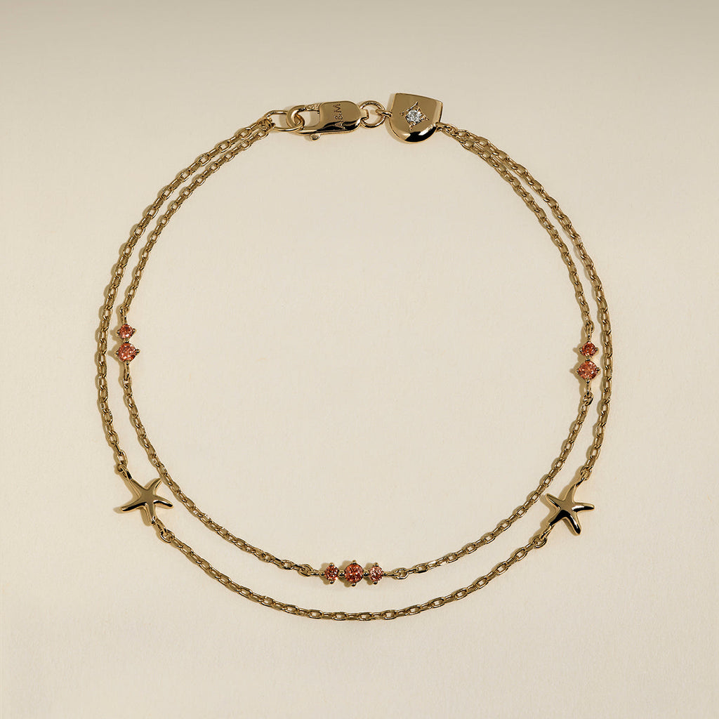 Starfish Double Chain Bracelet in Gold