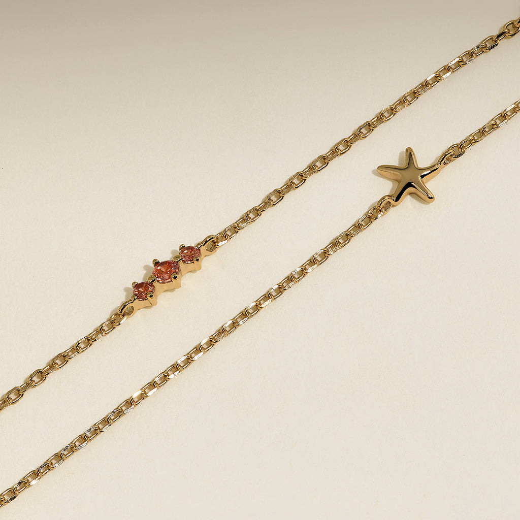 Starfish Double Chain Bracelet in Gold