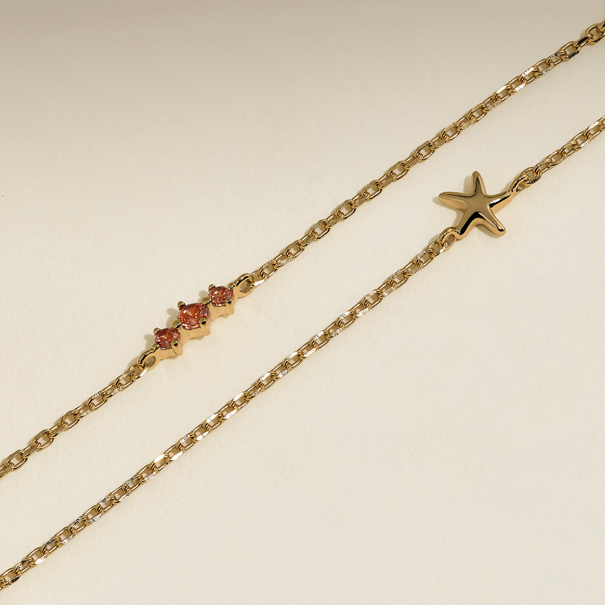 Starfish Double Chain Bracelet in Gold