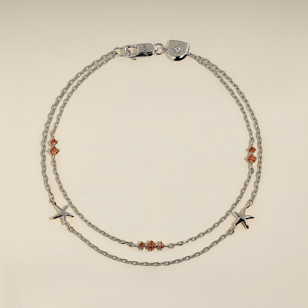 Starfish Double Chain Bracelet in Silver