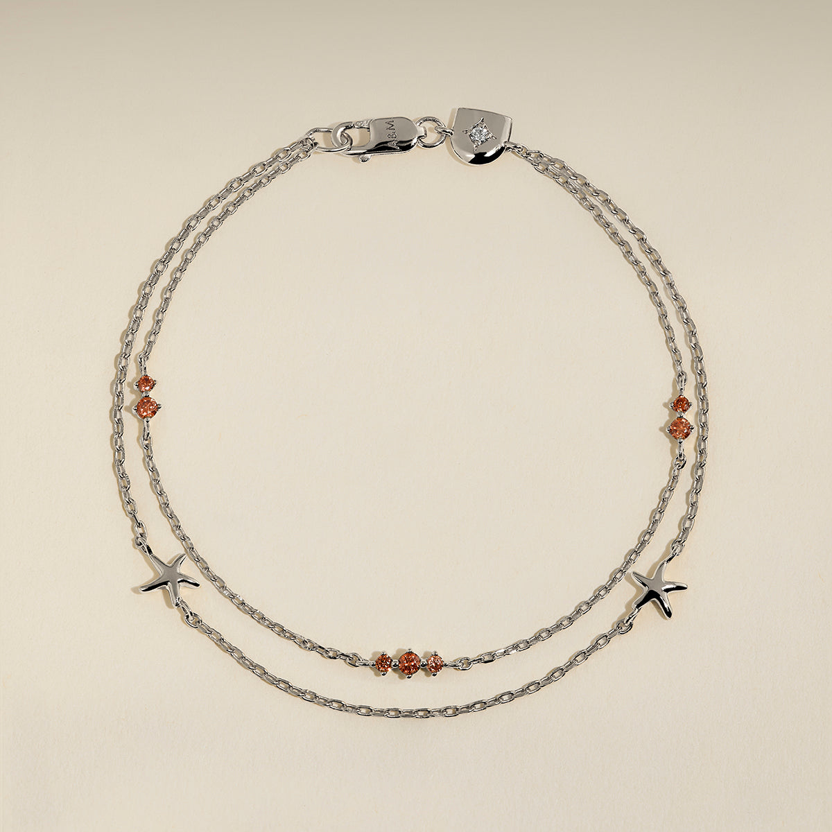 Starfish Double Chain Bracelet in Silver