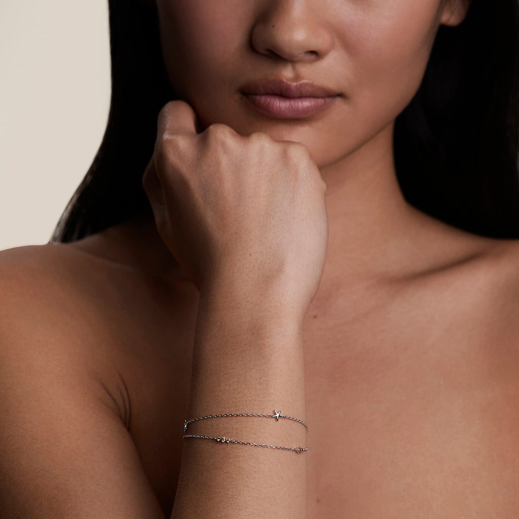 Starfish Double Chain Bracelet in Silver