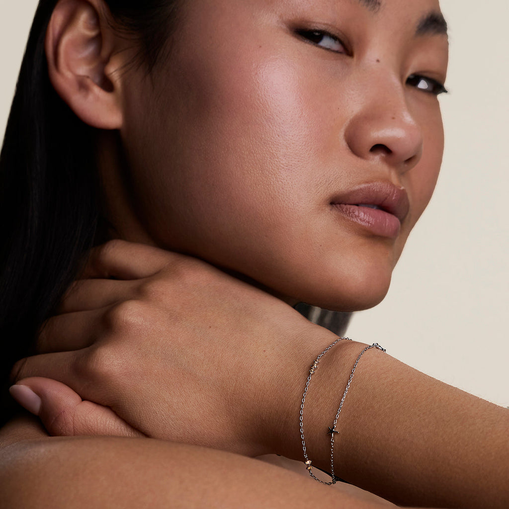 Starfish Double Chain Bracelet in Silver