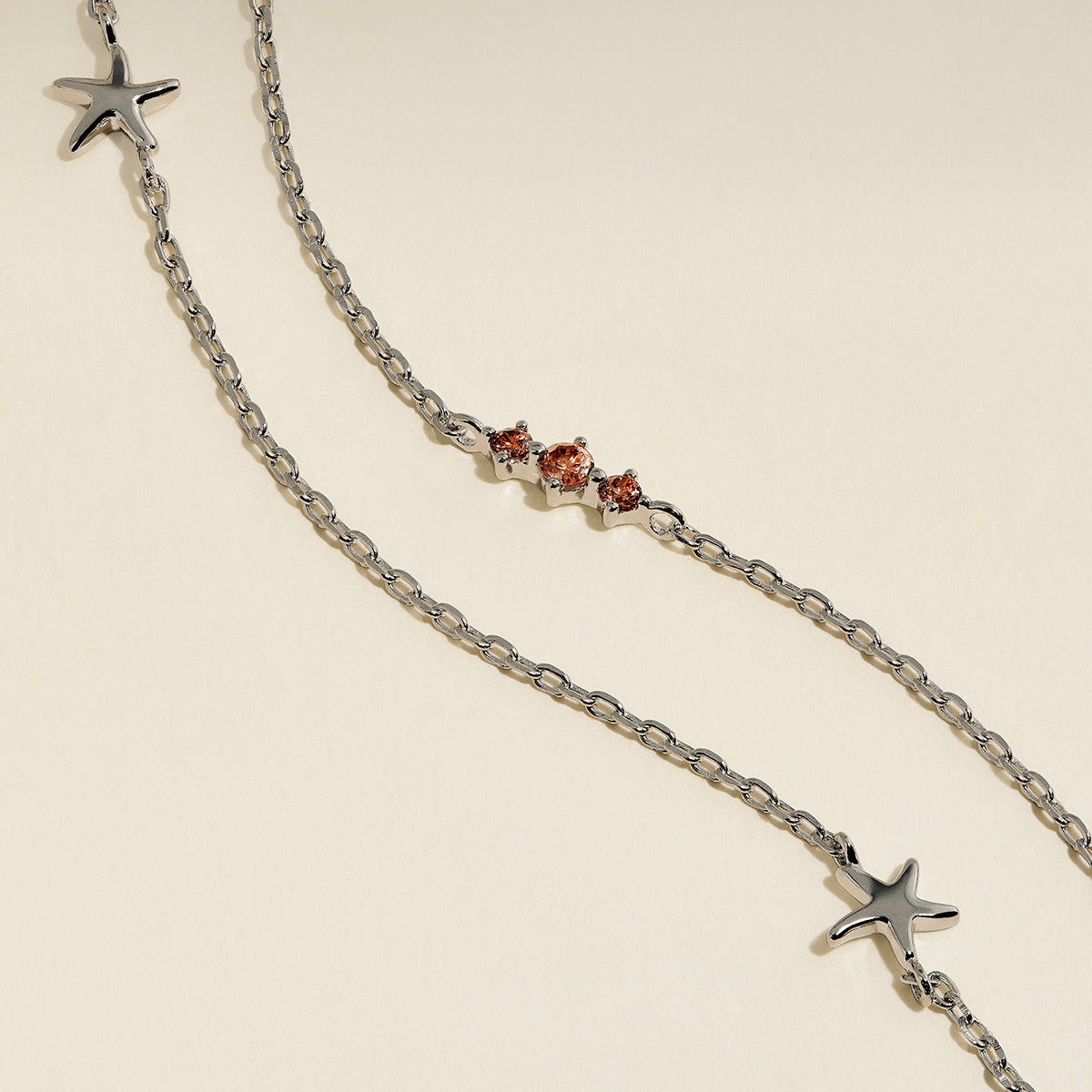 Starfish Double Chain Bracelet in Silver