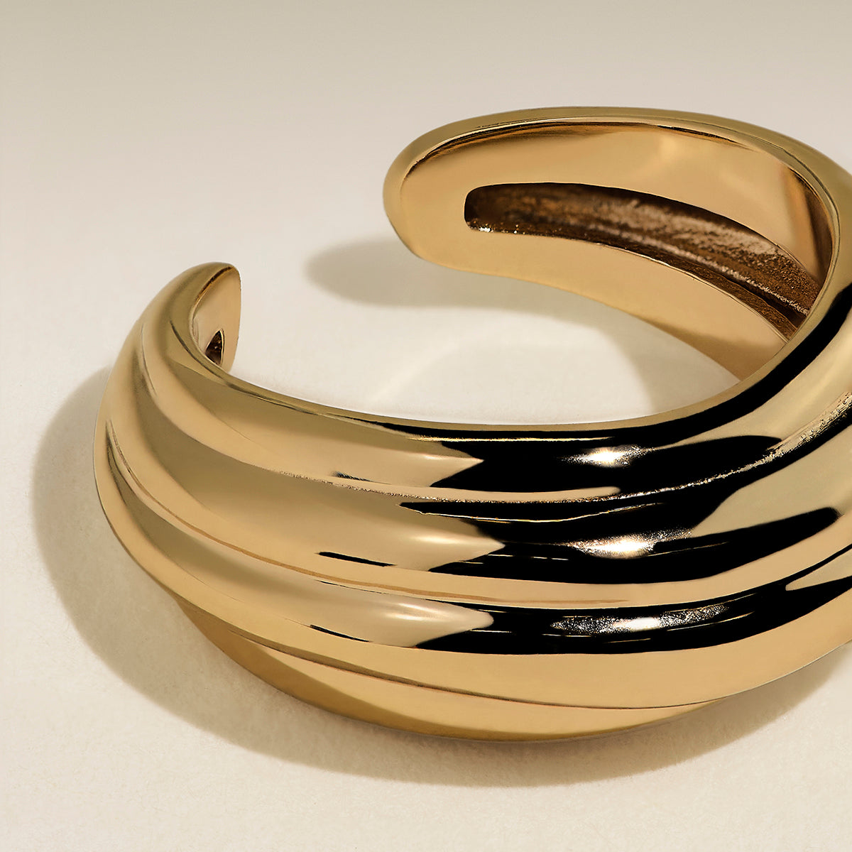 Ripple Wave Ear Cuff in Gold