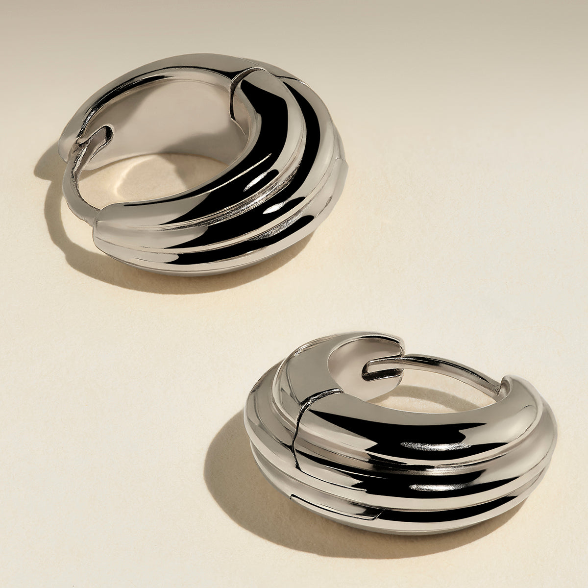 Ripple Wave Hoops in Silver