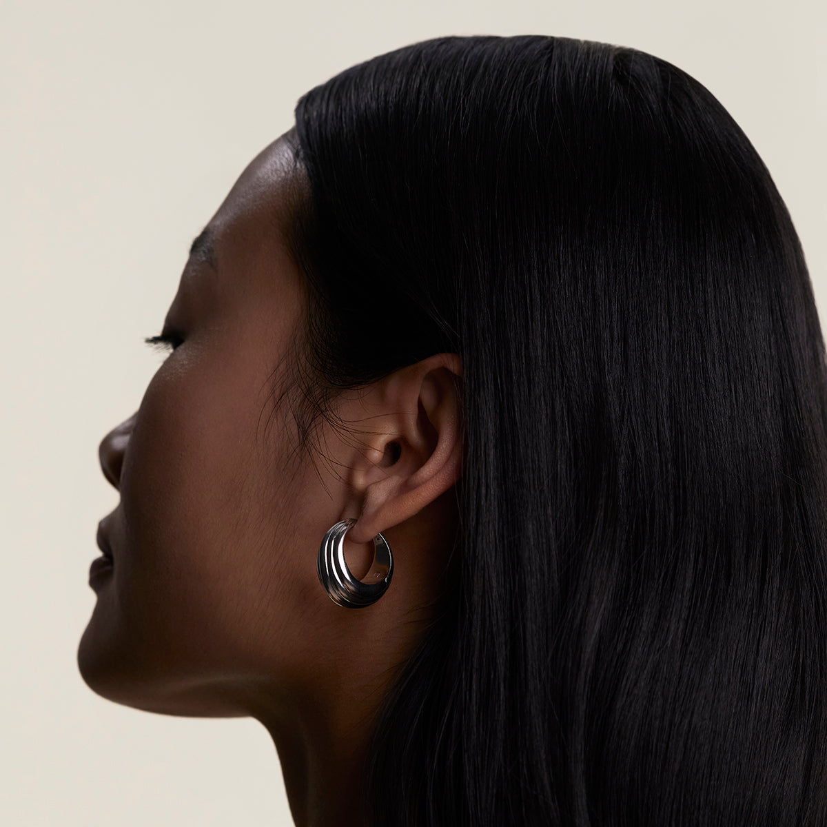 Ripple Wave Hoops in Silver