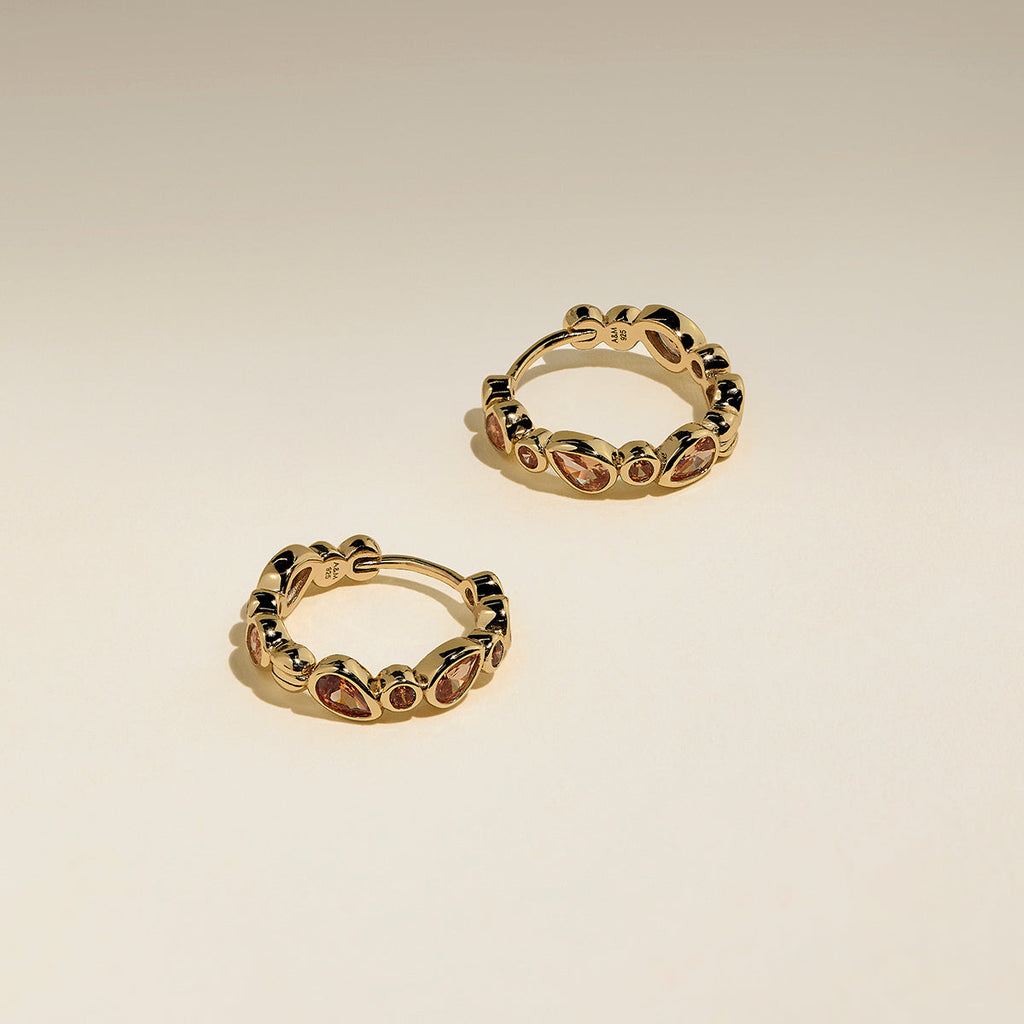 Sunset Pear Hoops in Gold