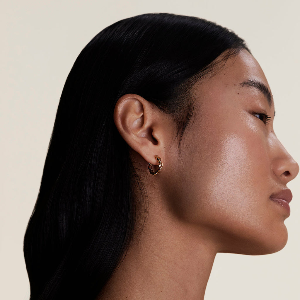 Sunset Pear Hoops in Gold