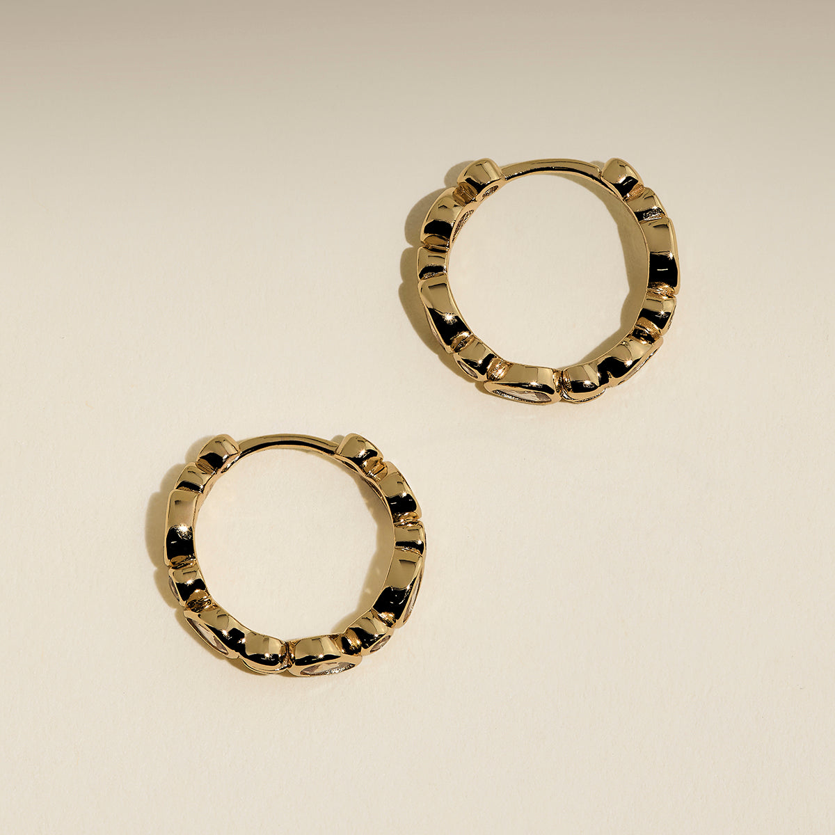 Sunset Pear Hoops in Gold