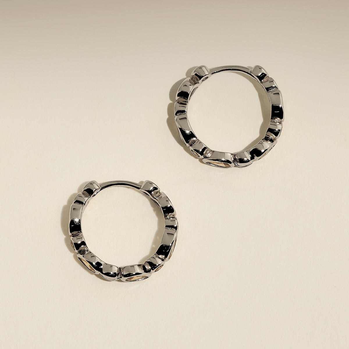 Sunset Pear Hoops in Silver
