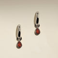 Sunset Pear Charm Hoops in Silver