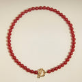 Sunset Red Beaded Necklace in Gold