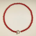 Sunset Red Beaded Necklace in Silver
