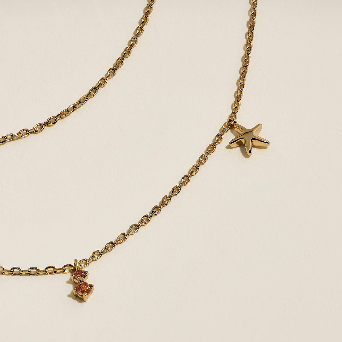 Starfish Double Chain Necklace in Gold