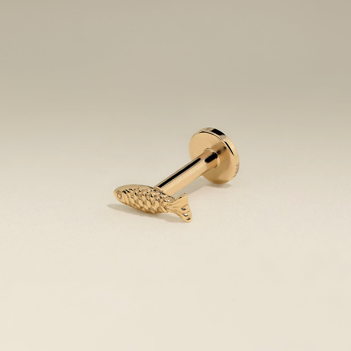 Fish Piercing Stud in Solid Gold