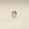 Moonstone Beaded Piercing Stud in Solid Gold