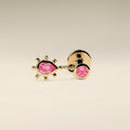 Pink Sapphire Beaded Charm Piercing Stud in Solid Gold