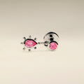 Pink Sapphire Beaded Charm Piercing Stud in Solid White Gold