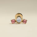 Moonstone & Padparadscha Cluster Piercing Stud in Solid Gold