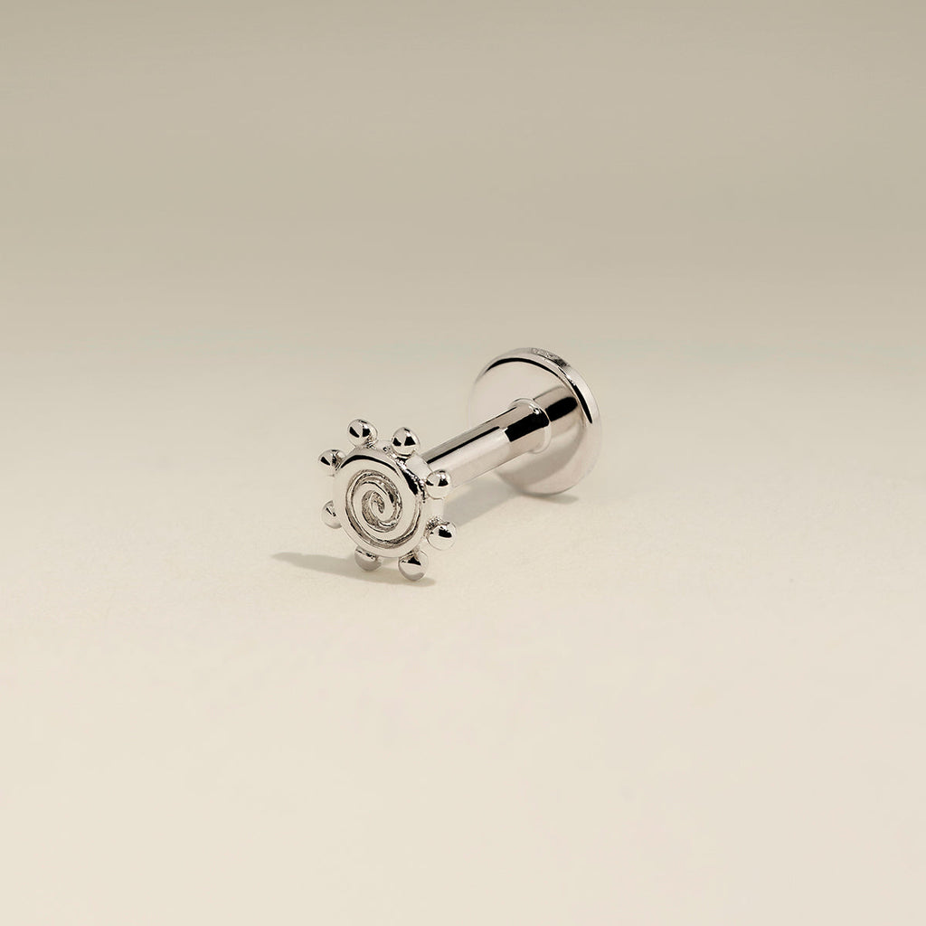 Solstice Piercing Stud in Solid White Gold