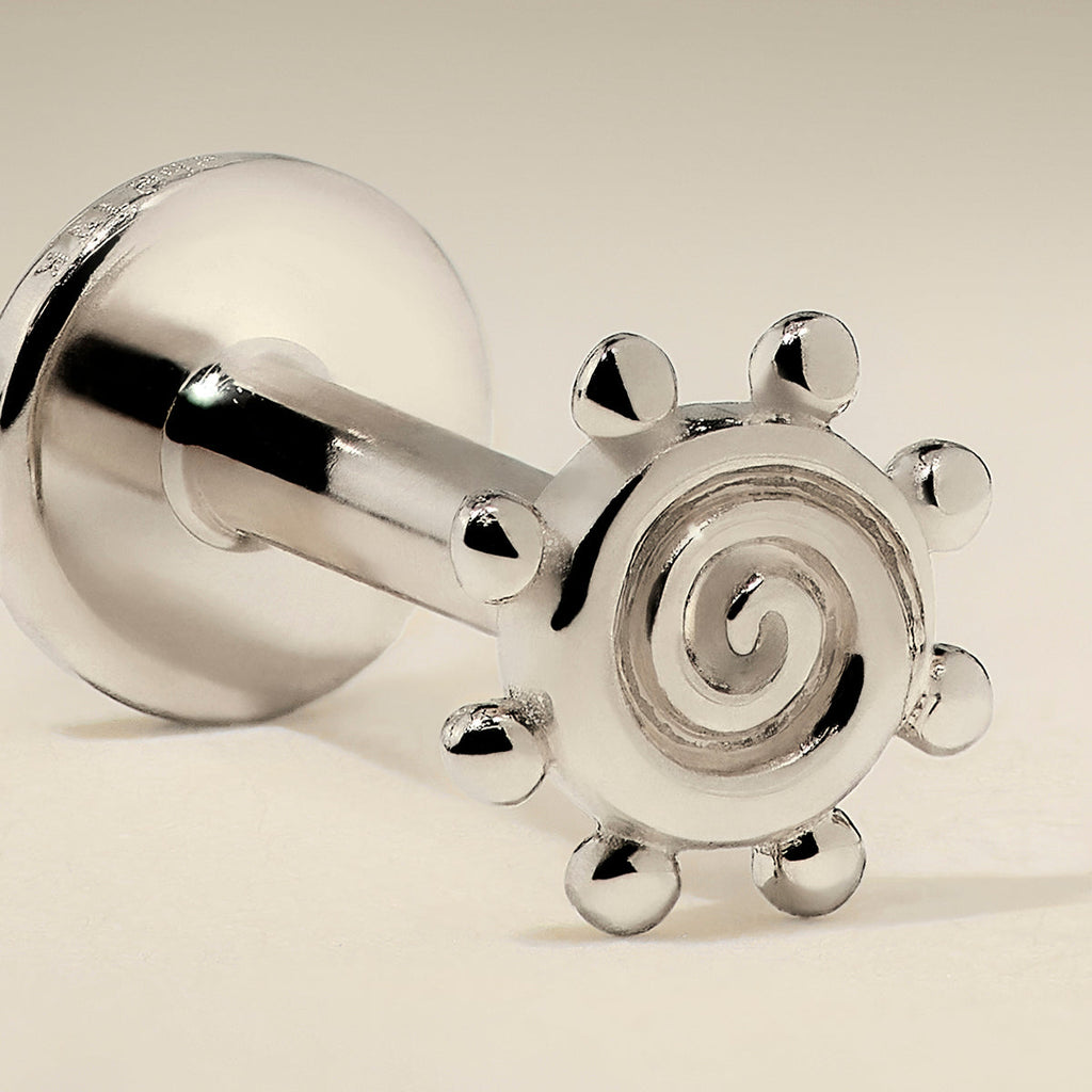 Solstice Piercing Stud in Solid White Gold