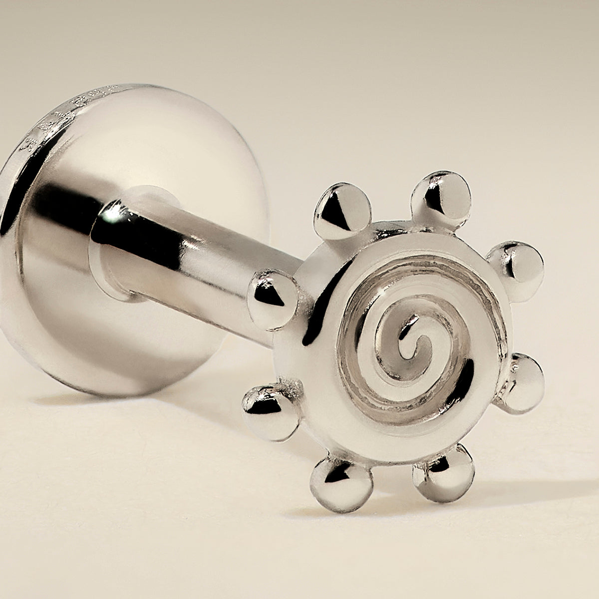 Solstice Piercing Stud in Solid White Gold
