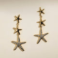 Starfish Drop Studs in Gold