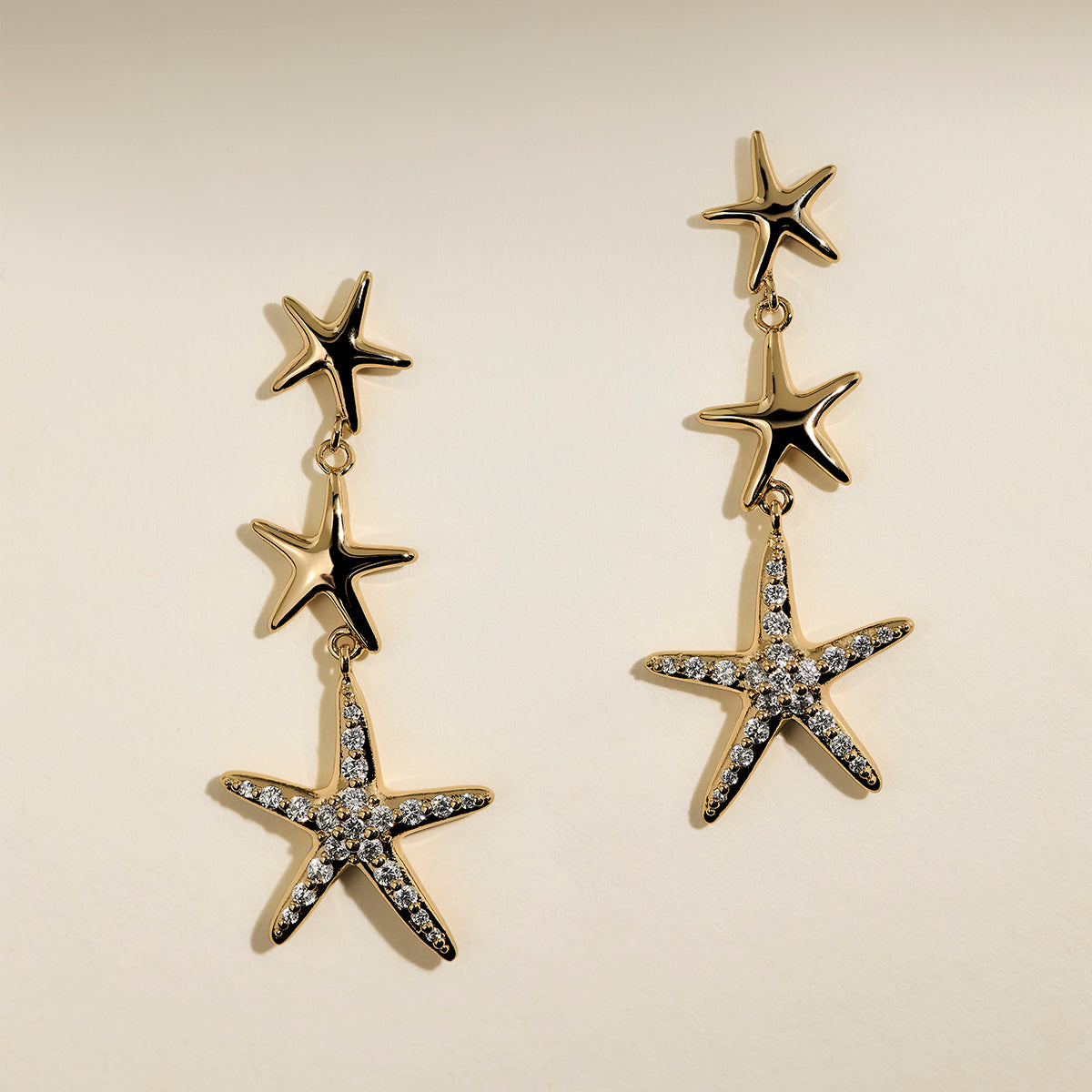 Starfish Drop Studs in Gold