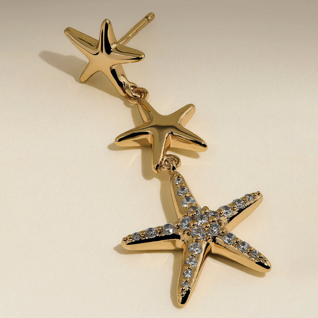 Starfish Drop Studs in Gold