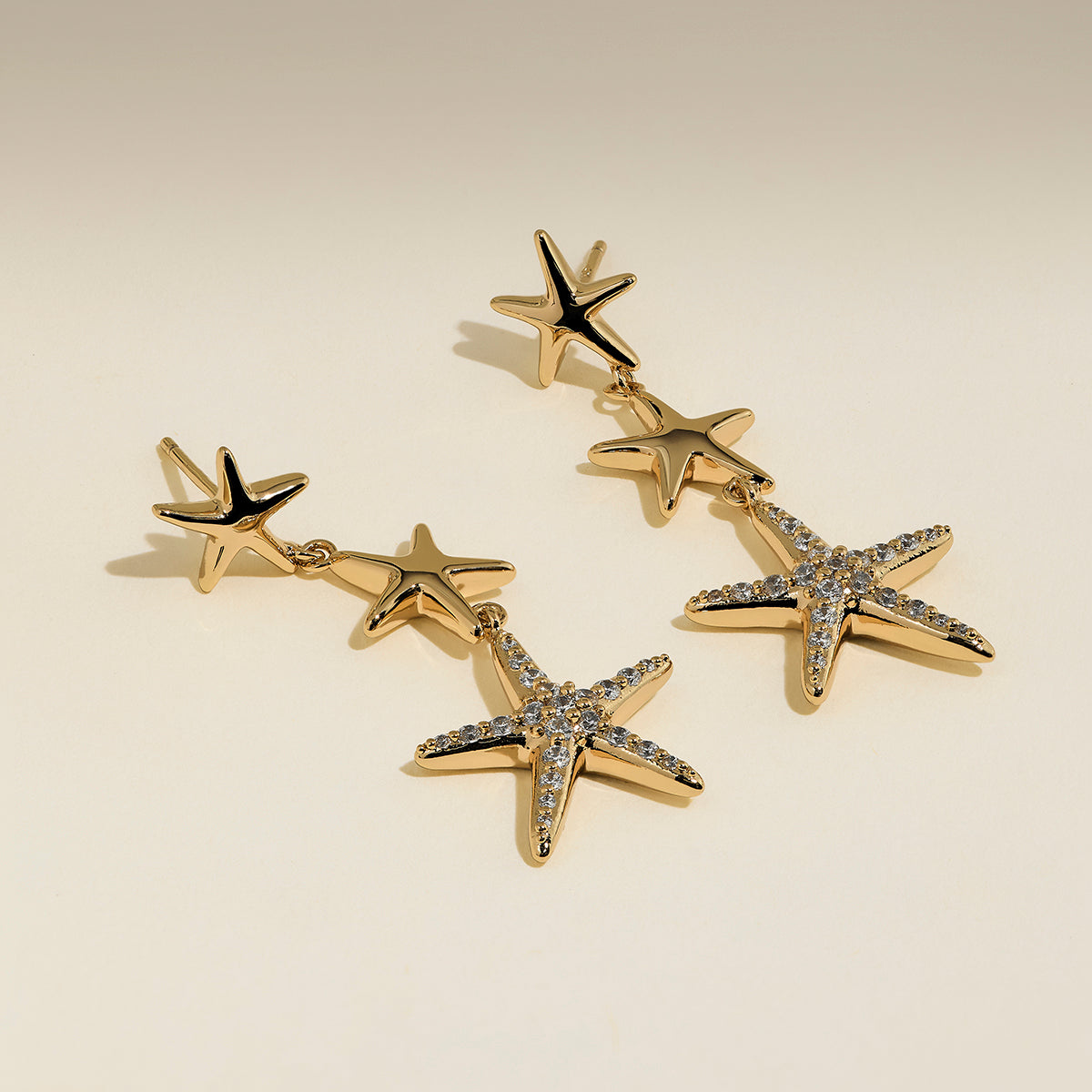 Starfish Drop Studs in Gold