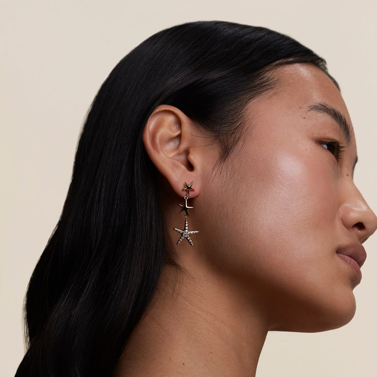 Starfish Drop Studs in Gold