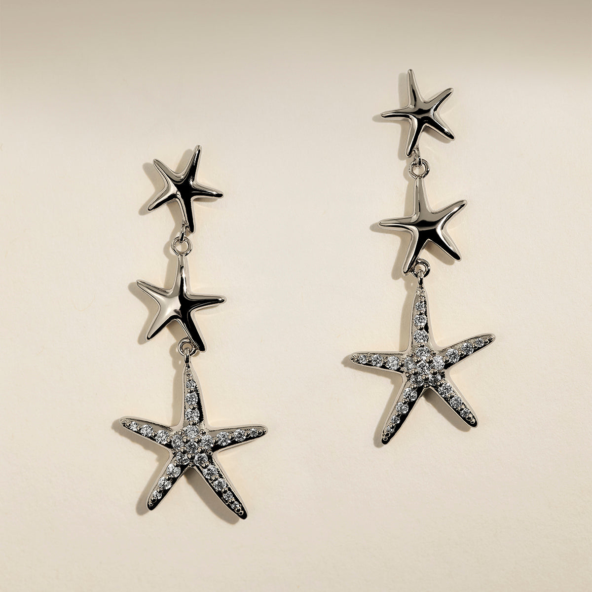 Starfish Drop Studs in Silver
