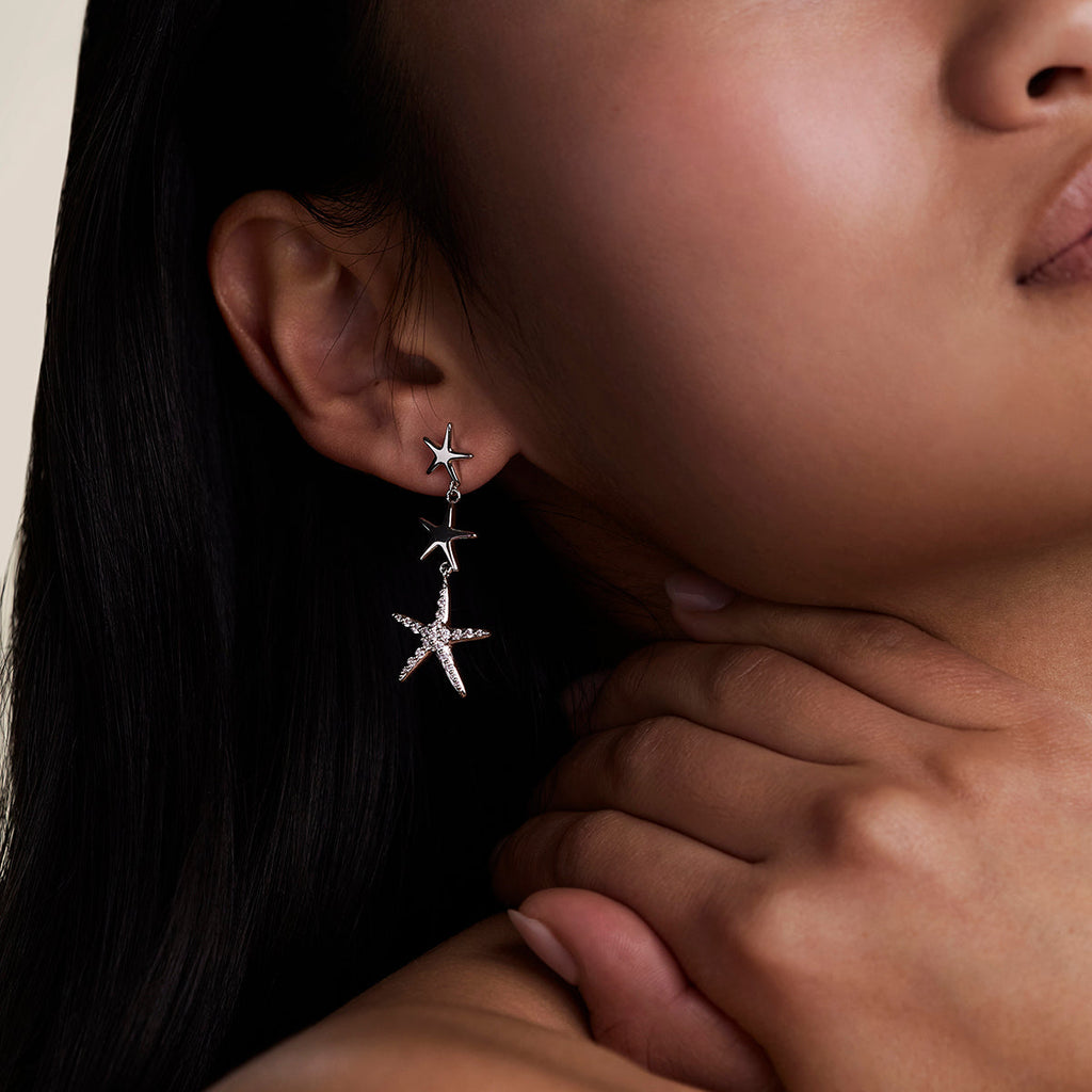 Starfish Drop Studs in Silver