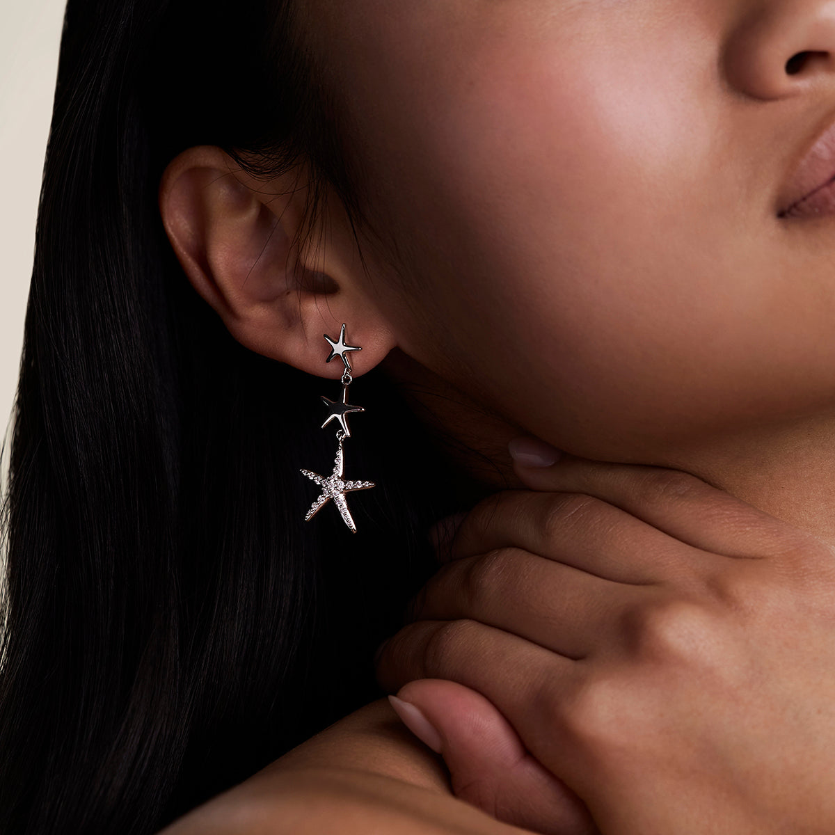 Starfish Drop Studs in Silver