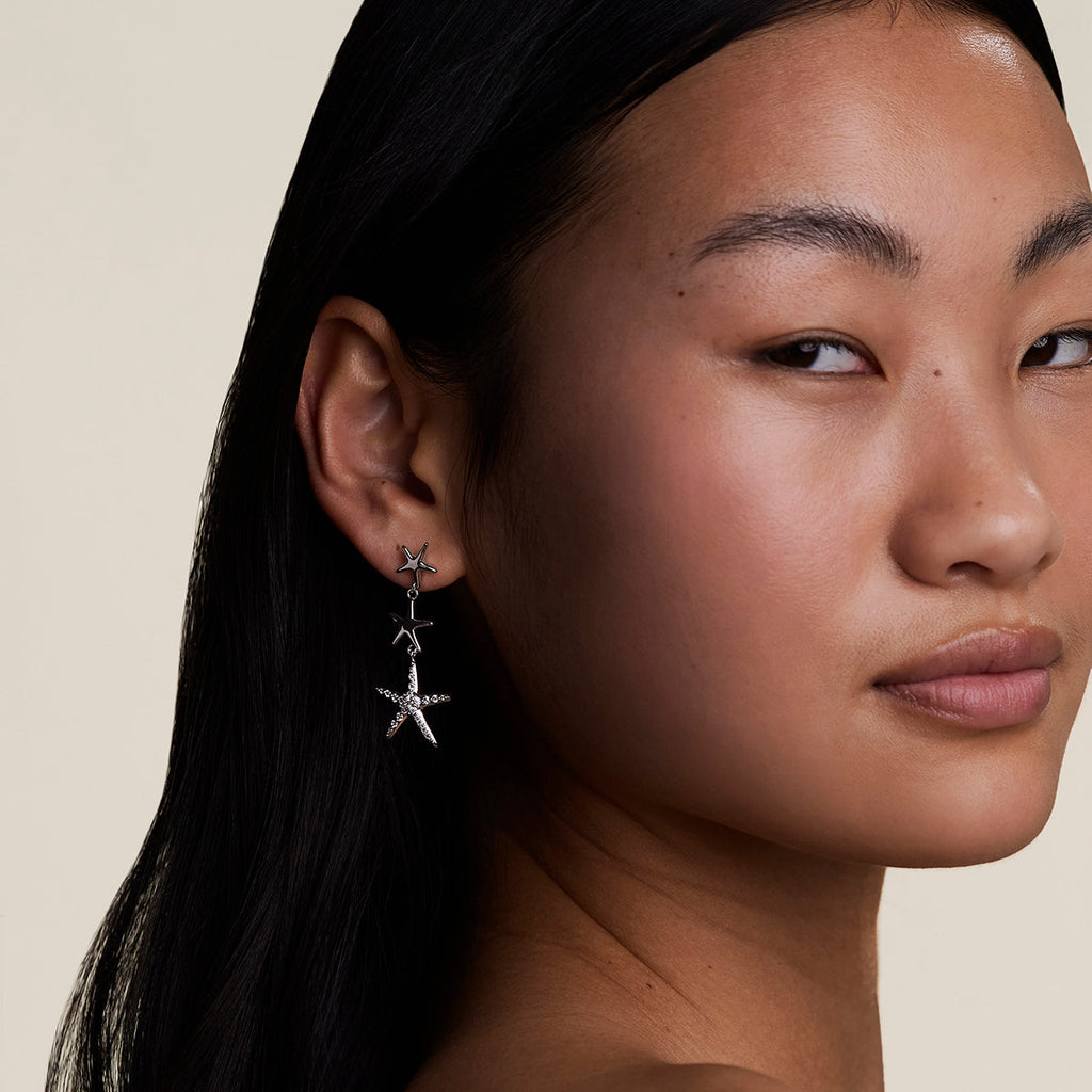 Starfish Drop Studs in Silver