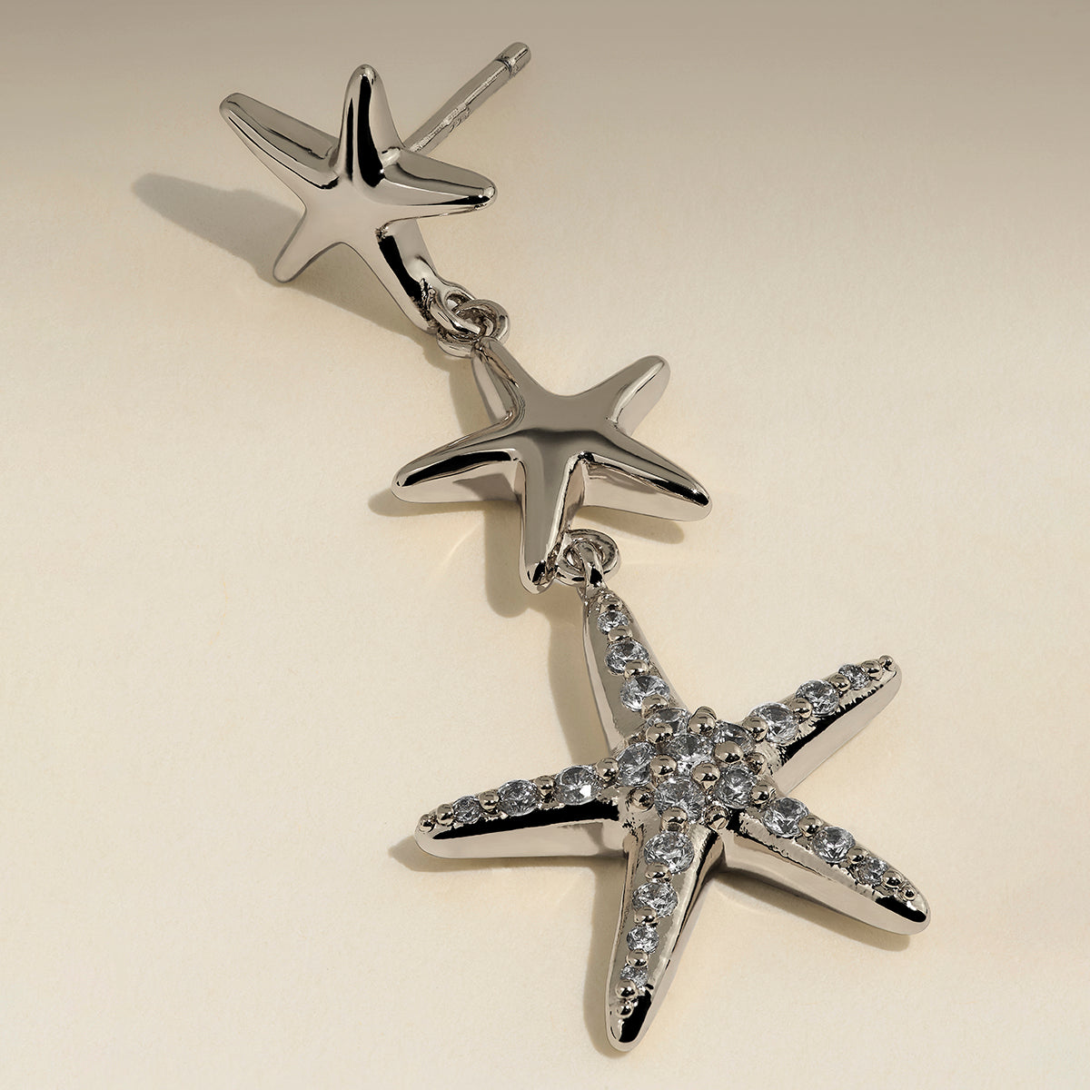 Starfish Drop Studs in Silver