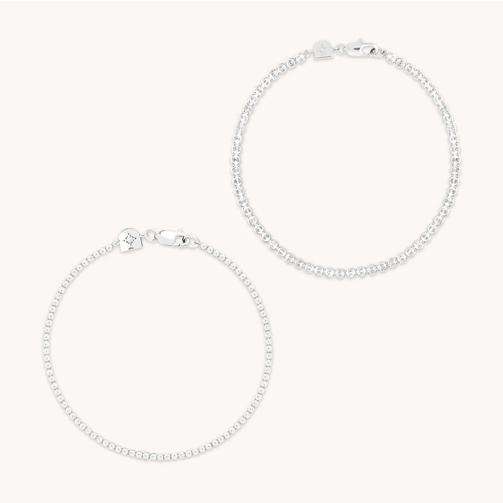 Tennis Bracelet Stacking Set in Silver
